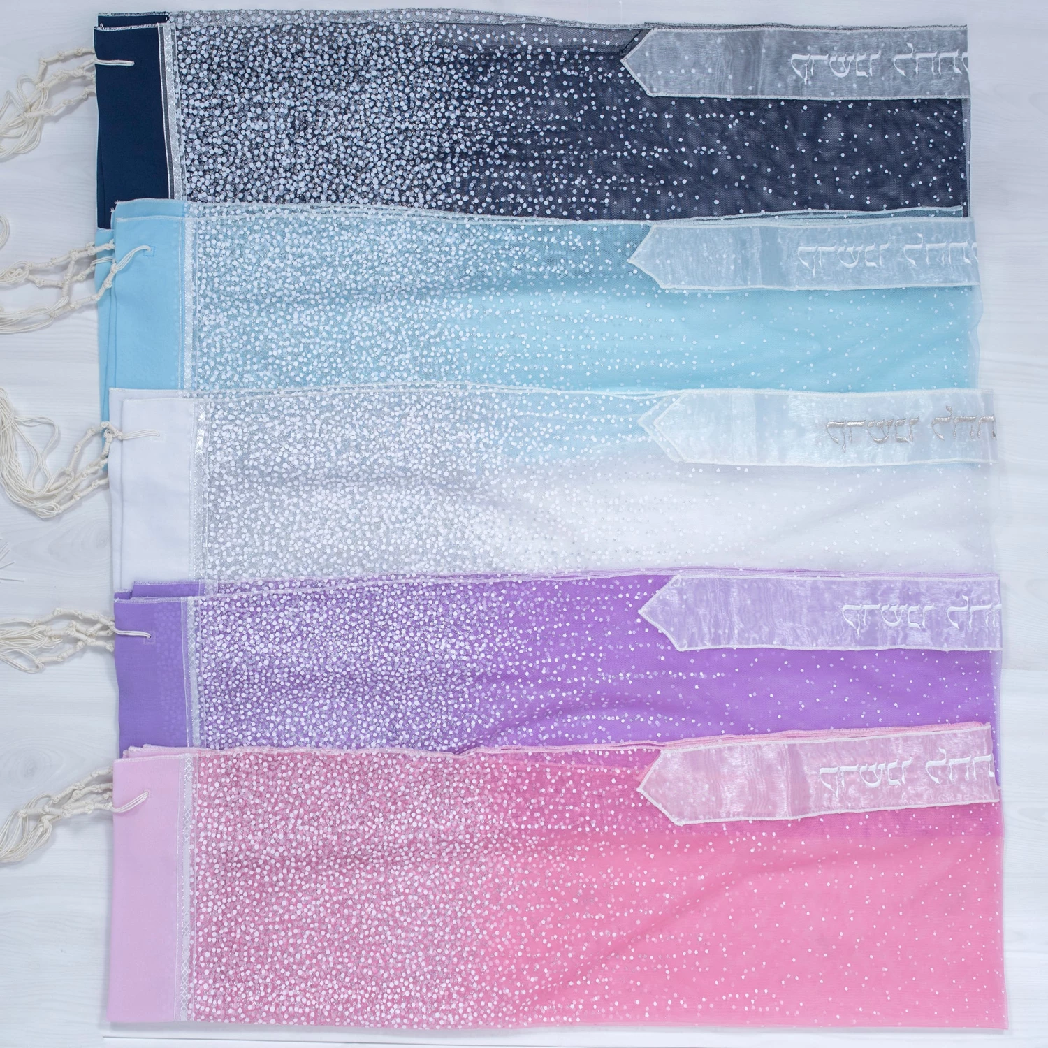 Gabrieli Tallit Lady Gabrieli - Tulle Tallit - Dark Blue Glitter 5 Gabrieli Tallit Lady Gabrieli - Tulle Tallit - Dark Blue Glitter