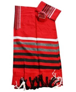 Gabrieli Tallit Gad - Wool Tallit - Grays On Red